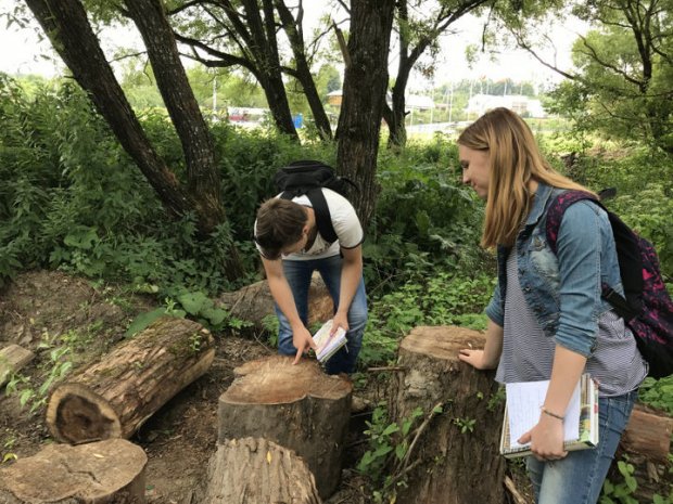 Школьники считают деревья в парке «Можайская ривьера» 